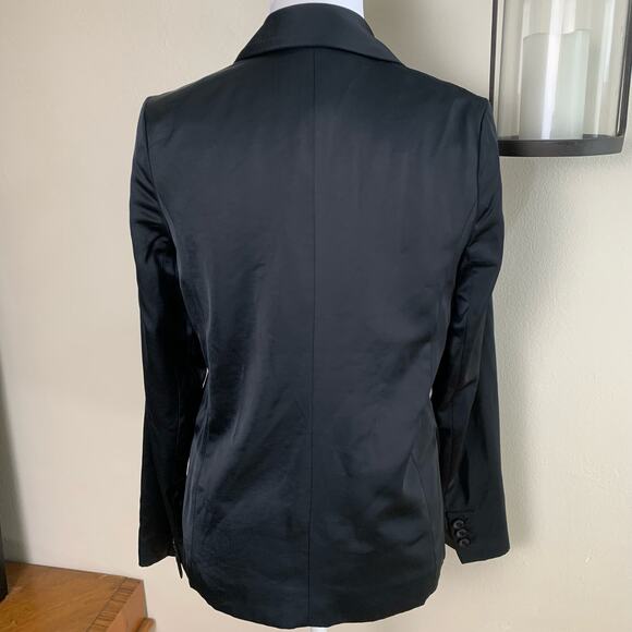 NEW Chelsea28 Size S Double Breasted Satin Blazer Jacket Black Career Evening - Picture 8 of 11